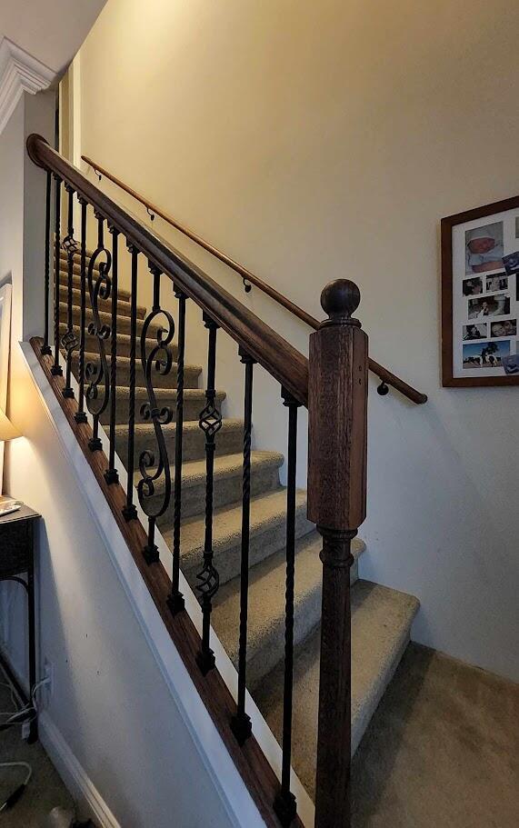 stairway with carpet floors