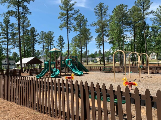 view of play area featuring a fire pit