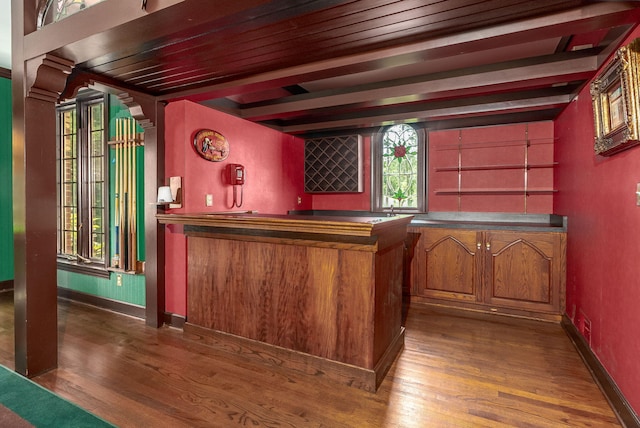 506 Regent Pl, Augusta, GA 30909 - indoor wet bar with wood finished floors, plenty of natural light, and beam ceiling