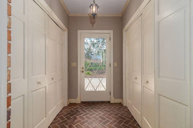 506 Regent Pl, Augusta, GA 30909 - doorway to outside featuring brick patterned flooring and ornamental molding