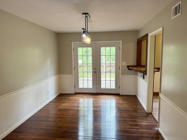 3777 Pine Ridge Run, Martinez, GA 30907 - unfurnished dining area with french doors and dark wood-style flooring