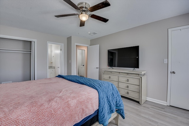2904 Pleasant Ct, Augusta, GA 30907 - bedroom featuring light wood-style floors, a ceiling fan, and ensuite bathroom