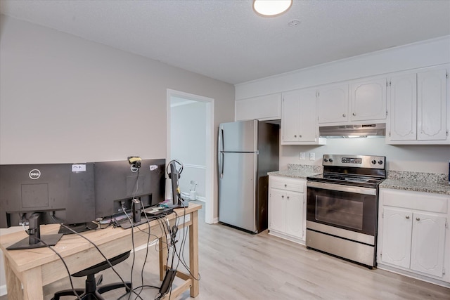 2904 Pleasant Ct, Augusta, GA 30907 - kitchen with appliances with stainless steel finishes, under cabinet range hood, white cabinets, and light wood finished floors