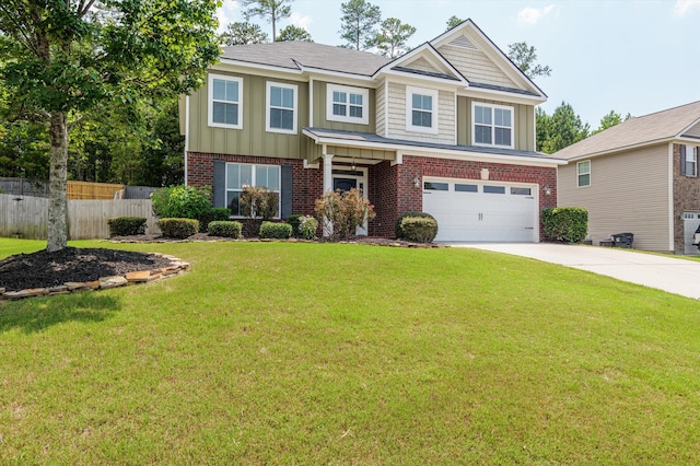 1606 Cedar Hill Dr, Grovetown, GA 30813 - view of front facade with brick siding, a garage, driveway, and board and batten siding