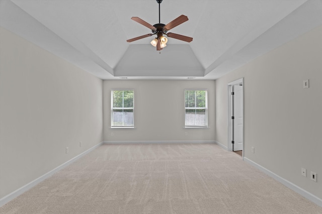 1606 Cedar Hill Dr, Grovetown, GA 30813 - spare room with a ceiling fan, light carpet, a raised ceiling, and vaulted ceiling