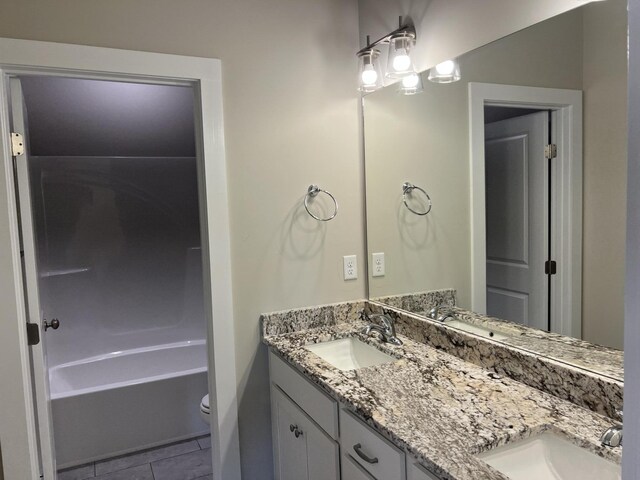 8048 Crossbow Lndg, Graniteville, SC 29829 - full bathroom with double vanity, toilet, shower / bathtub combination, and tile patterned flooring