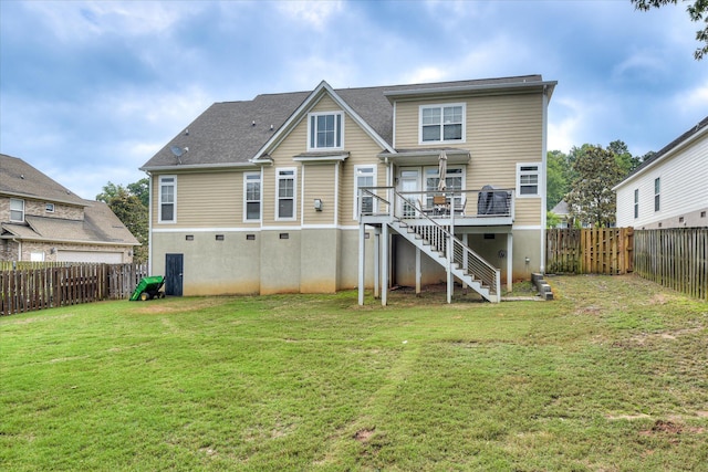 1176 Sumter Landing Cir, Evans, GA 30809 - rear view of house with stairs, a fenced backyard, and a deck