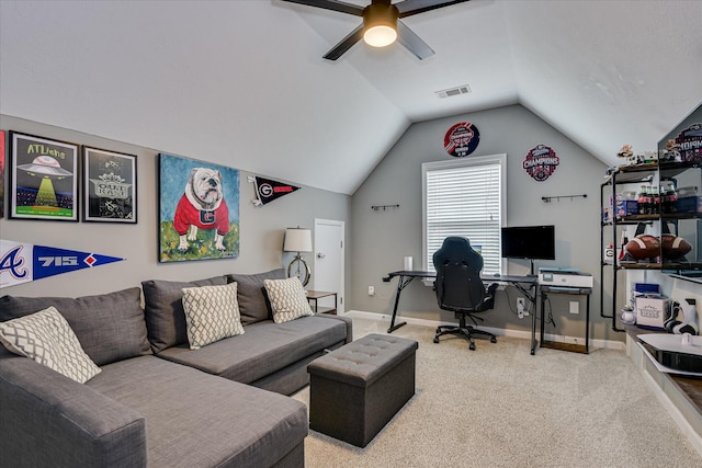 1176 Sumter Landing Cir, Evans, GA 30809 - office space with ceiling fan, carpet, and vaulted ceiling
