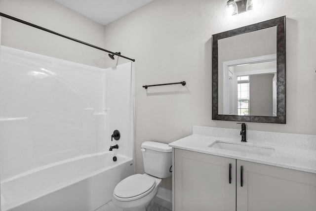 1253 Elbron Dr, Augusta, GA 30909 - bathroom featuring toilet, vanity, washtub / shower combination, and baseboards