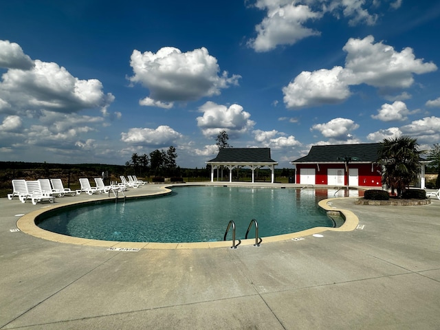 view of pool featuring a patio