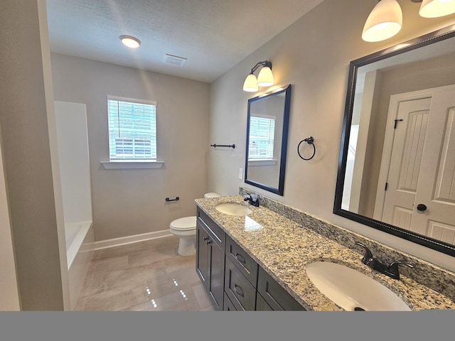 bathroom featuring plenty of natural light, a sink, and toilet