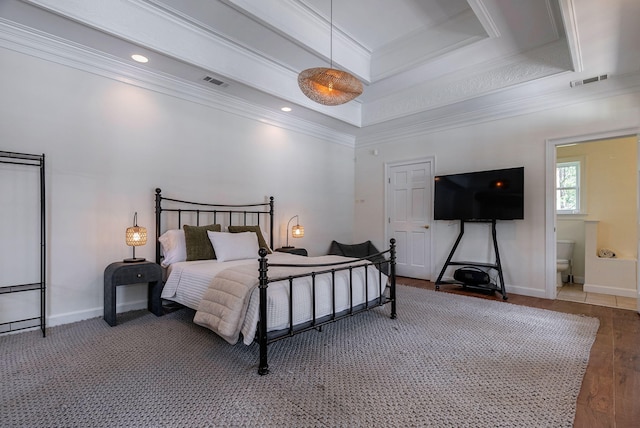 3489 Evans To Locks Rd, Martinez, GA 30907 - bedroom featuring crown molding, wood finished floors, a raised ceiling, and ensuite bathroom