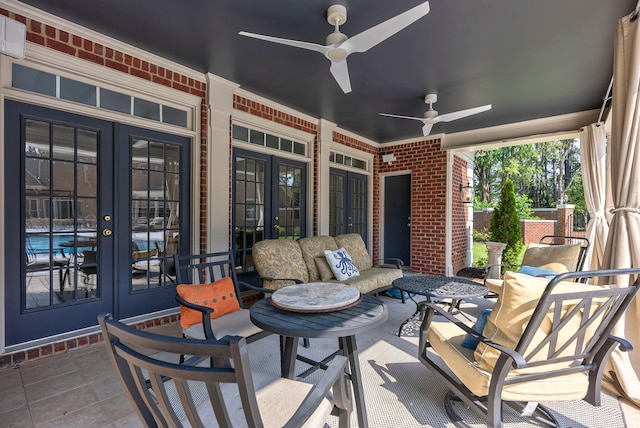 3489 Evans To Locks Rd, Martinez, GA 30907 - view of patio / terrace featuring french doors, a ceiling fan, and outdoor lounge area