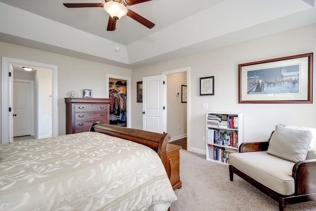 1391 Ackerman Dr, Graniteville, SC 29829 - bedroom with light carpet, baseboards, a closet, a spacious closet, and a ceiling fan