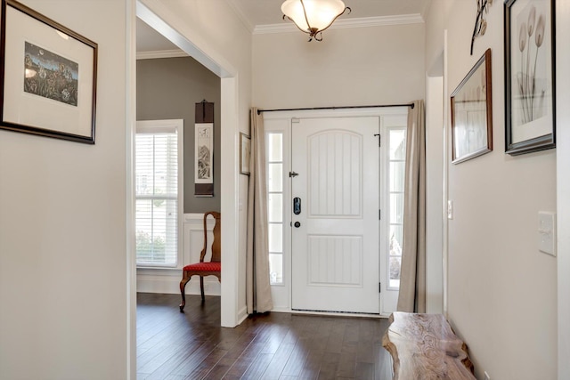 1391 Ackerman Dr, Graniteville, SC 29829 - foyer featuring ornamental molding and dark wood-type flooring