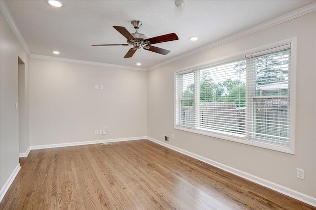 1702 Forest Creek Rd, Augusta, GA 30909 - unfurnished room featuring wood finished floors, a ceiling fan, crown molding, and recessed lighting