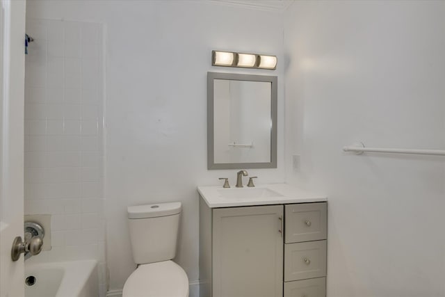 4102 Sapling Ln, Augusta, GA 30906 - bathroom featuring toilet, vanity,  shower combination, and ornamental molding