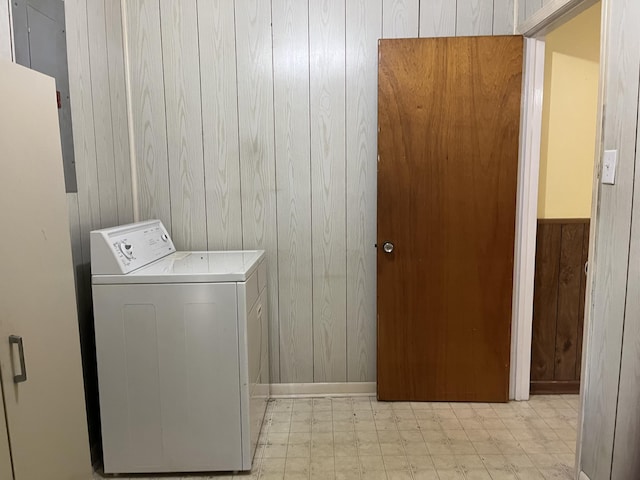 3323 Young Forest Dr, Augusta, GA 30906 - washroom with washer / dryer, wooden walls, and light floors