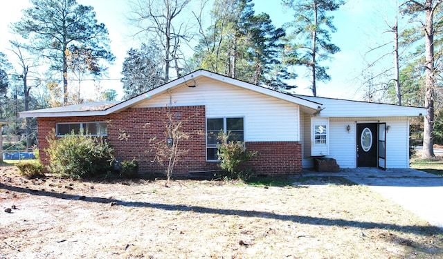 view of single story home