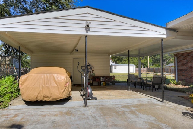 view of patio / terrace with a carport