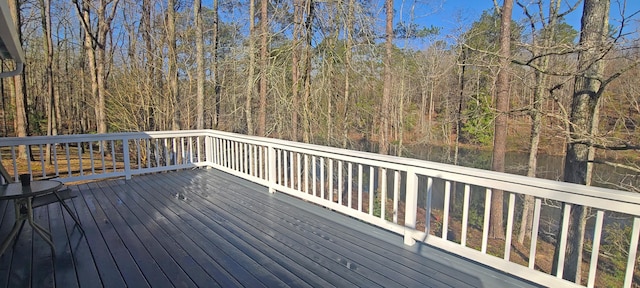 deck with a view of trees