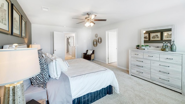 1255 Birch Cir, Grovetown, GA 30813 - bedroom with light colored carpet, baseboards, and a ceiling fan