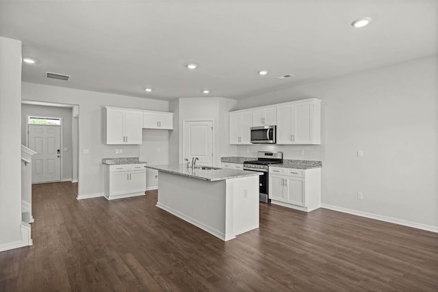 1255 Birch Cir, Grovetown, GA 30813 - kitchen with appliances with stainless steel finishes, a sink, dark wood-style flooring, baseboards, and recessed lighting