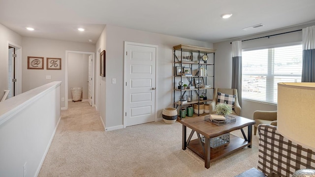 1255 Birch Cir, Grovetown, GA 30813 - living area featuring recessed lighting, an upstairs landing, carpet floors, and baseboards