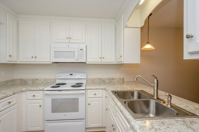 327 Joshua Tree Dr, Martinez, GA 30907 - kitchen with white appliances, a sink, white cabinets, and light countertops