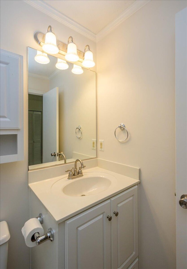 327 Joshua Tree Dr, Martinez, GA 30907 - bathroom with vanity, toilet, and crown molding