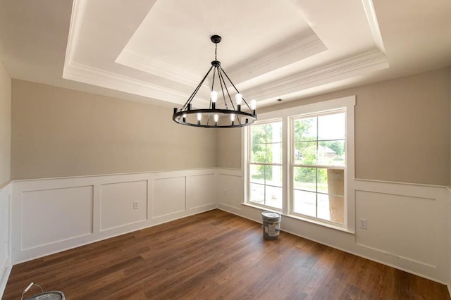 550 Bogey Ct, Graniteville, SC 29829 - spare room with a tray ceiling, ornamental molding, a decorative wall, a chandelier, and wainscoting