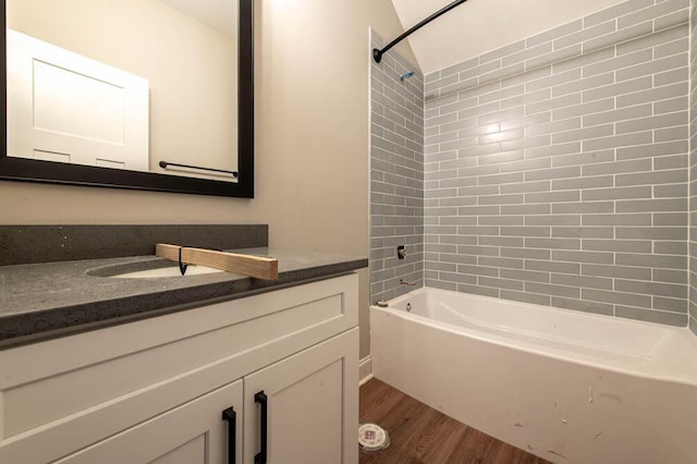 550 Bogey Ct, Graniteville, SC 29829 - bathroom with wood finished floors, vanity, and washtub / shower combination
