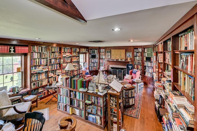 3410 Walton Way, Augusta, GA 30909 - office space with bookshelves, a fireplace, and wood finished floors