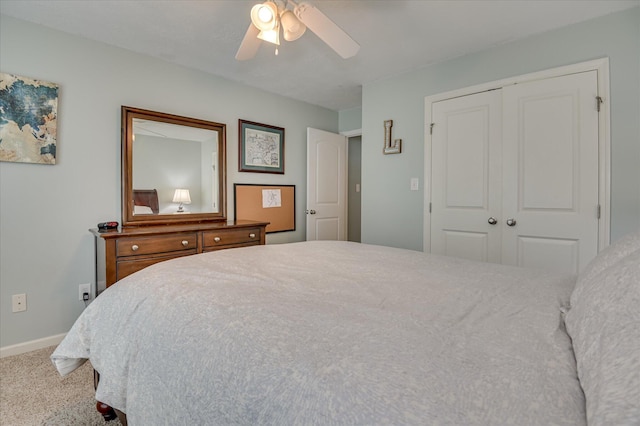 1076 Conn Dr, Evans, GA 30809 - bedroom featuring a closet, carpet, baseboards, and a ceiling fan