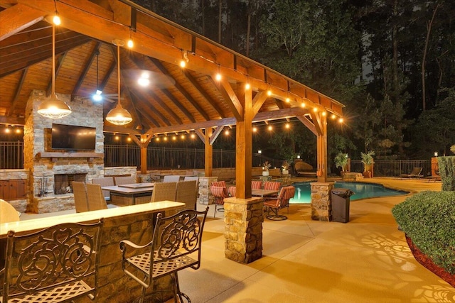 114 Nicoles Way, Grovetown, GA 30813 - exterior space featuring a fire pit, fence, a gazebo, and a fenced in pool