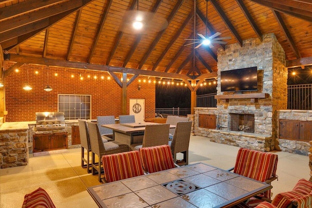 114 Nicoles Way, Grovetown, GA 30813 - view of patio / terrace featuring area for grilling, outdoor dining space, an outdoor stone fireplace, and a gazebo