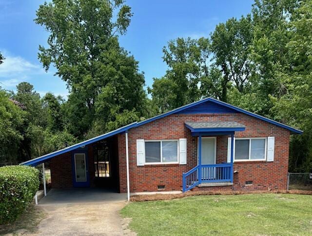2060 Morning Dr, Augusta, GA 30906 - ranch-style house with crawl space, driveway, brick siding, and an attached carport