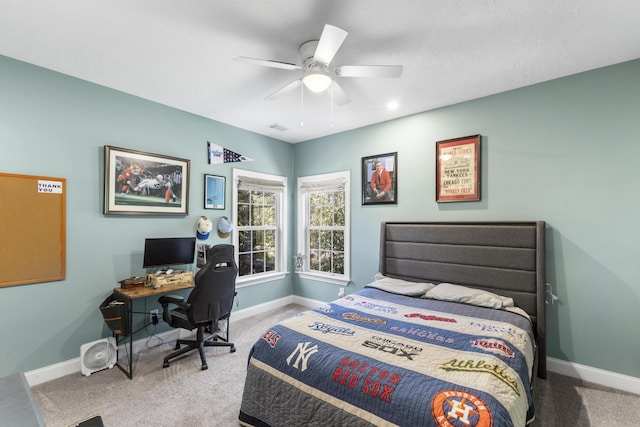 108 Pine Needle Rd, Aiken, SC 29803 - bedroom featuring carpet floors, baseboards, a ceiling fan, and an office area
