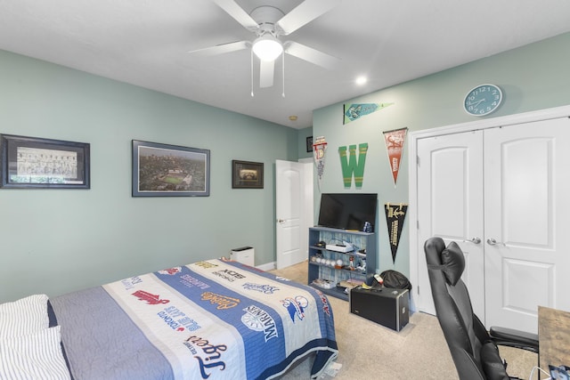 108 Pine Needle Rd, Aiken, SC 29803 - bedroom with carpet floors, a closet, and a ceiling fan
