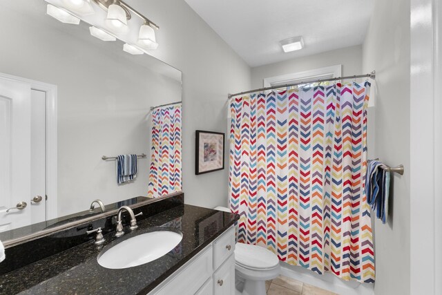 108 Pine Needle Rd, Aiken, SC 29803 - bathroom featuring tile patterned flooring, toilet, a shower with shower curtain, and vanity