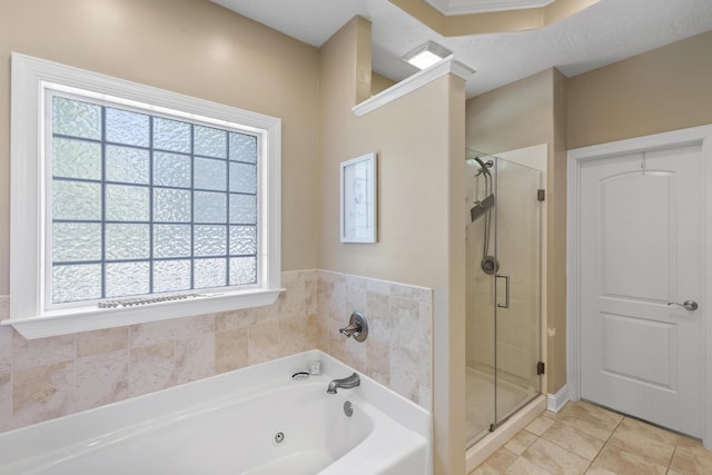 108 Pine Needle Rd, Aiken, SC 29803 - bathroom featuring a stall shower, a tub with jets, and tile patterned floors