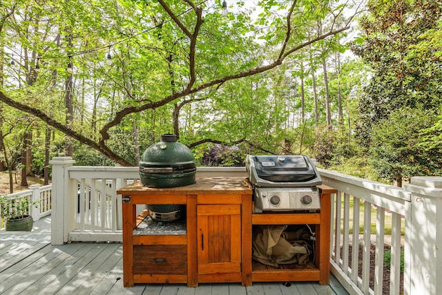deck featuring grilling area