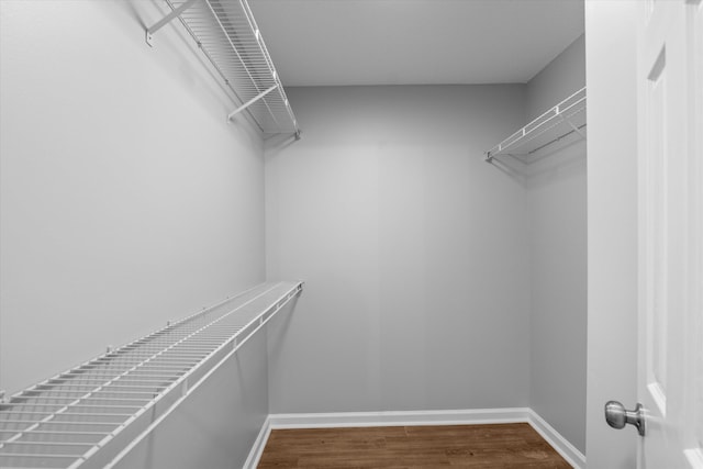 walk in closet with hardwood / wood-style flooring