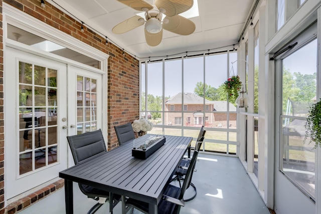467 Baker Woods Trl, Martinez, GA 30907 - sunroom featuring a ceiling fan, a healthy amount of sunlight, and french doors