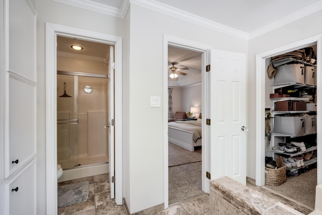 467 Baker Woods Trl, Martinez, GA 30907 - ensuite bathroom with baseboards, ornamental molding, connected bathroom, and a stall shower