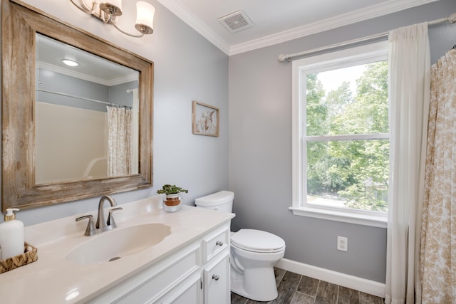 467 Baker Woods Trl, Martinez, GA 30907 - full bathroom featuring crown molding, a healthy amount of sunlight, wood finished floors, and visible vents