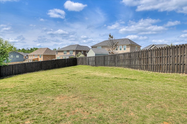 view of yard featuring a residential view and a fenced backyard