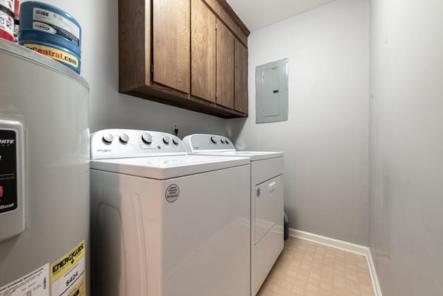 50 Bluff Pointe Way, Aiken, SC 29803 - washroom featuring cabinet space, electric panel, independent washer and dryer, water heater, and baseboards