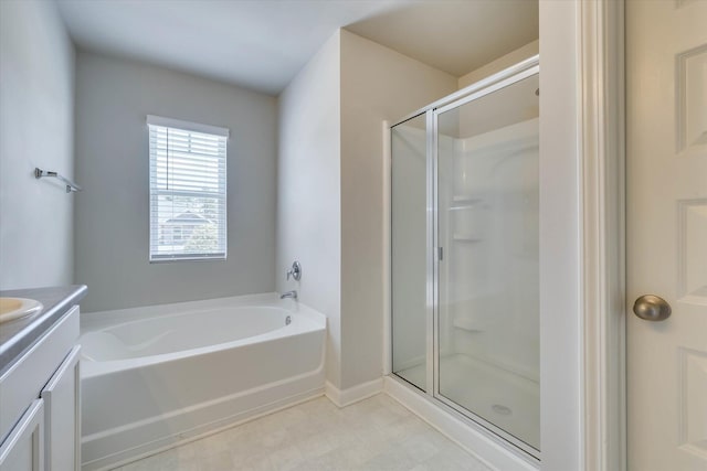 1052 Dietrich Ln, North Augusta, SC 29860 - full bathroom with vanity, a shower stall, and a bath