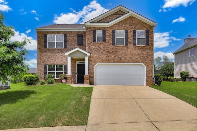 1052 Dietrich Ln, North Augusta, SC 29860 - view of front of home featuring a front lawn, an attached garage, driveway, and brick siding